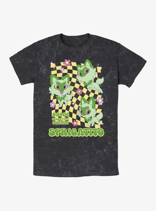 Pokemon Sprigatito Grass Type Mineral Wash T-Shirt