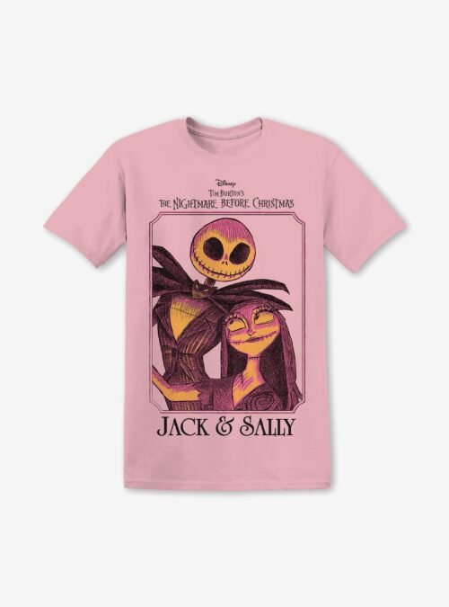 The Nightmare Before Christmas Jack & Sally Pink Portrait T-Shirt